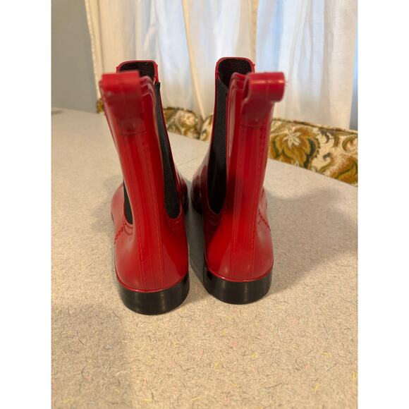 Pre-loved Red Women's ankle rain booties Size 9 - Picture 3 of 12